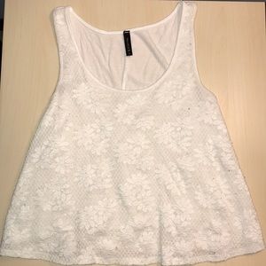 Lace flowers white tank